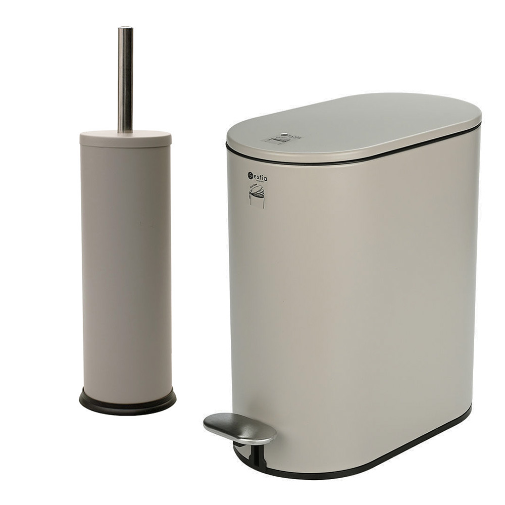 Estia Slim Mat Taupe Σετ Πεντάλ 5Lt + Πιγκάλ Μεταλλικό με Soft Close 02-19129-03