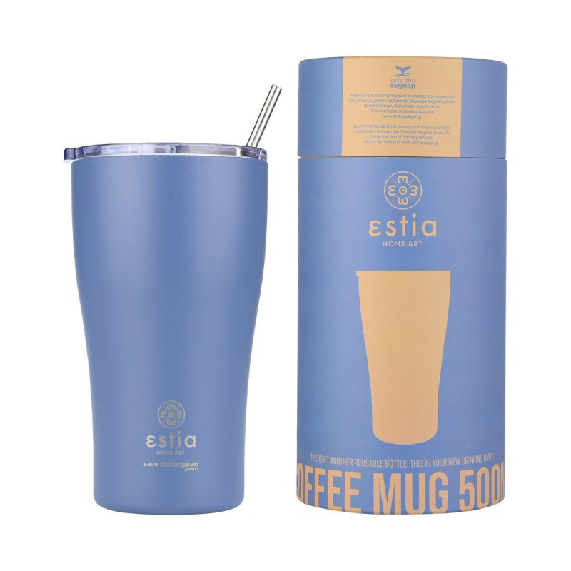 Θερμός Coffee Mug 500ml Estia Save The Aegean Denim Blue 01-23188