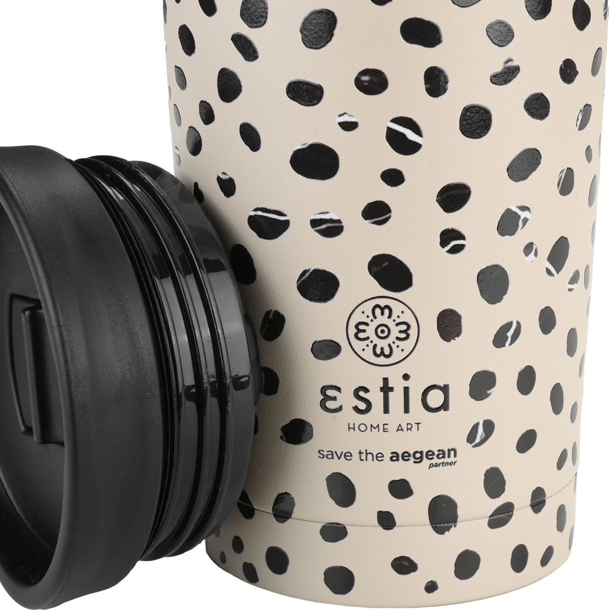 Estia Travel Mug Θερμός 350ml Save The Aegean Leopard Taupe 01-25663