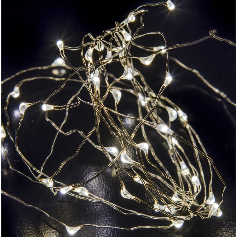 100 Microled Σύρμα σε ασημί χρώμα με Λευκό Φως 8 Προγράμματα 5m Εσωτερ. & Εξωτ. Χώρου Iliadis 60535