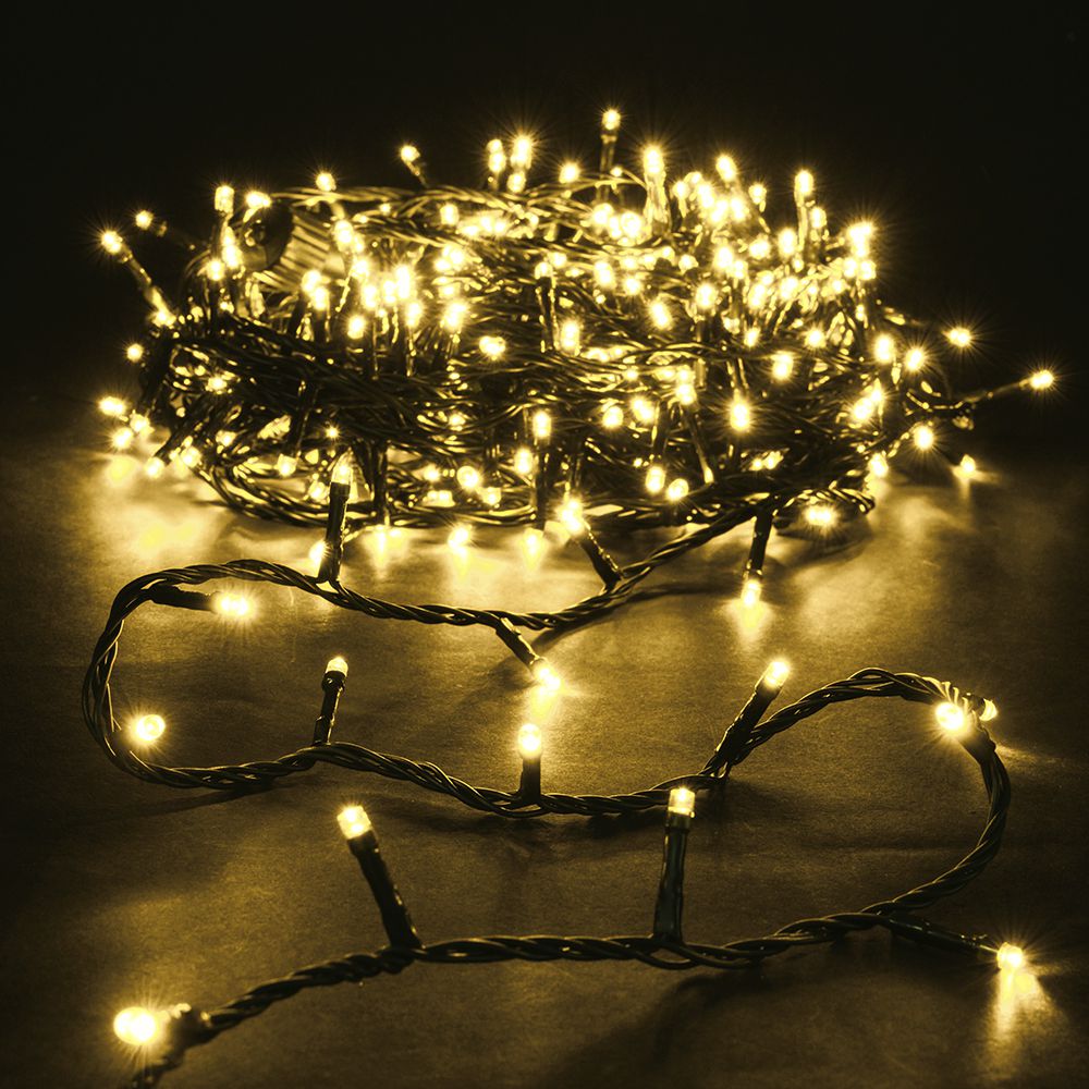 200 LED με Πράσινο Καλώδιο Ζεστό Φως Επεκτεινόμενο Σταθερό 10m Εσωτερ. & Εξωτ. Χώρου Iliadis 68819