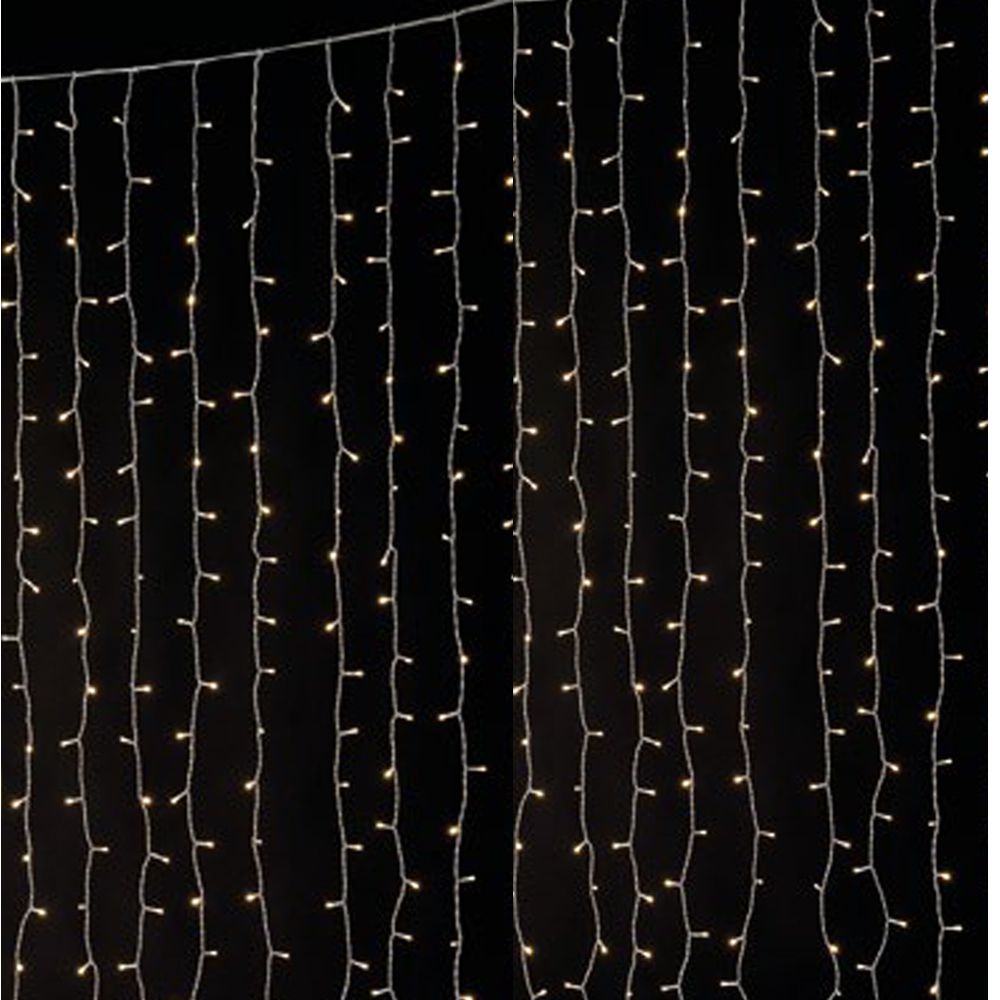 440 LED Κουρτίνα με Διάφανο Καλώδιο Ζεστό Φως Επεκτεινόμενη Σταθερή 2x2,2m Εσωτερ. & Εξωτ. Χώρου Iliadis 78646