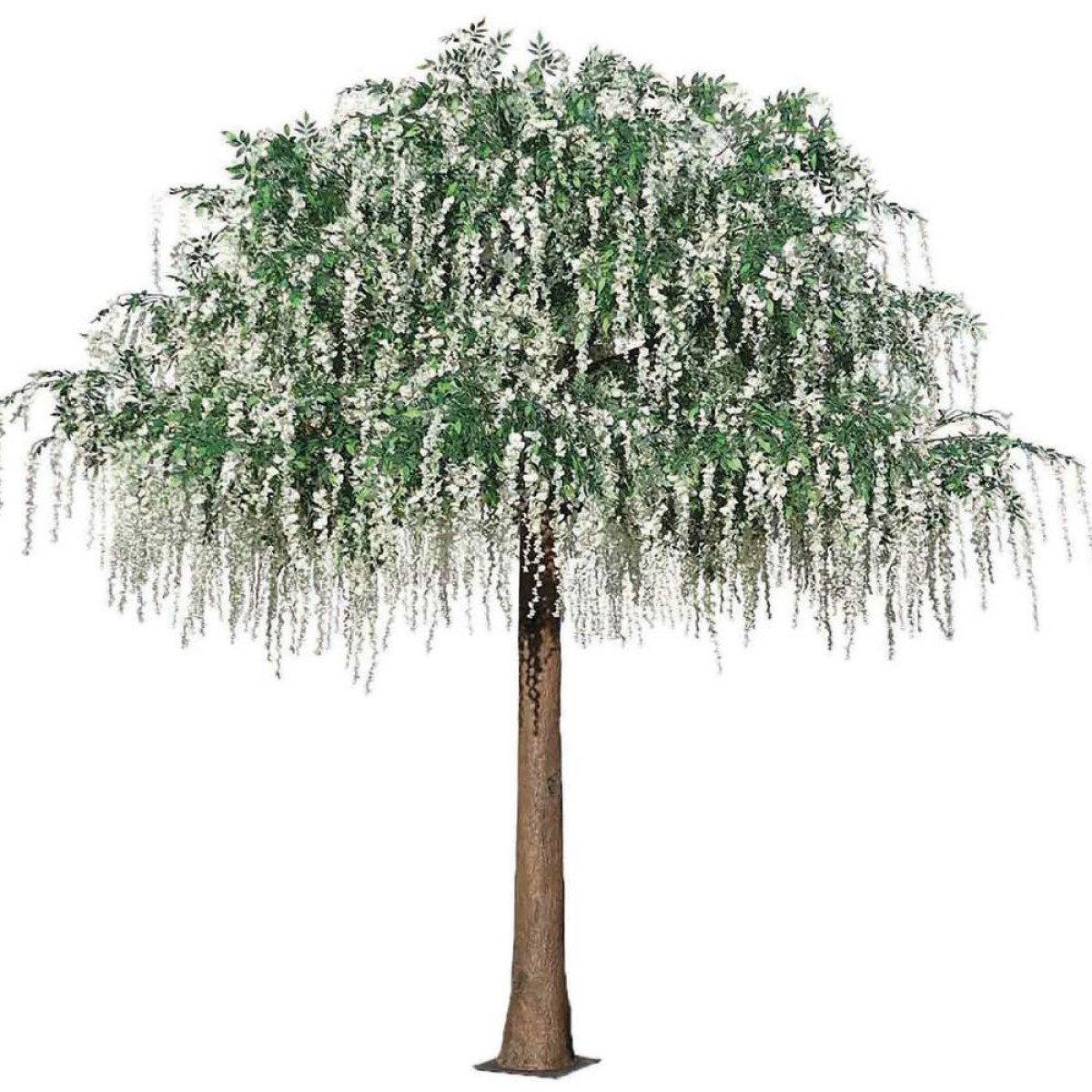 Τεχνητό Δέντρο Giant Premium (500cm) με Πράσινα Φύλλα & Λευκά Κρεμαστά Άνθη