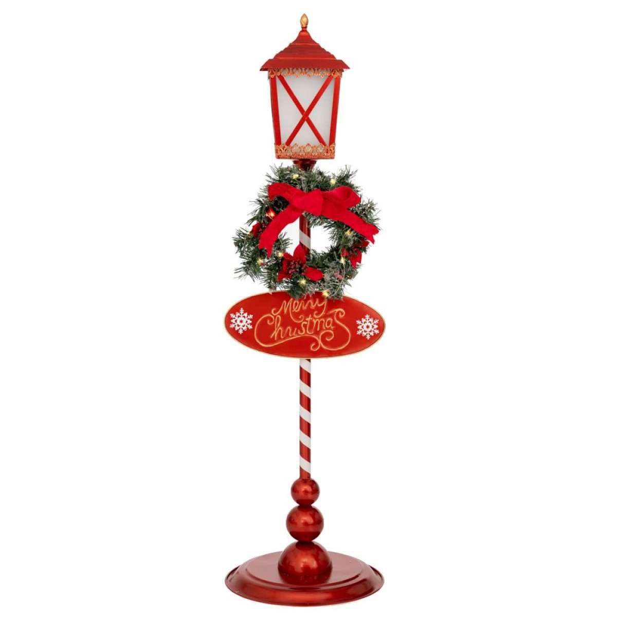 ΚΟΚΚΙΝΟ ΜΕΤΑΛΛΙΚΟ ΦΑΝΑΡΙ MERRY CHRISTMAS 35X35X120EK