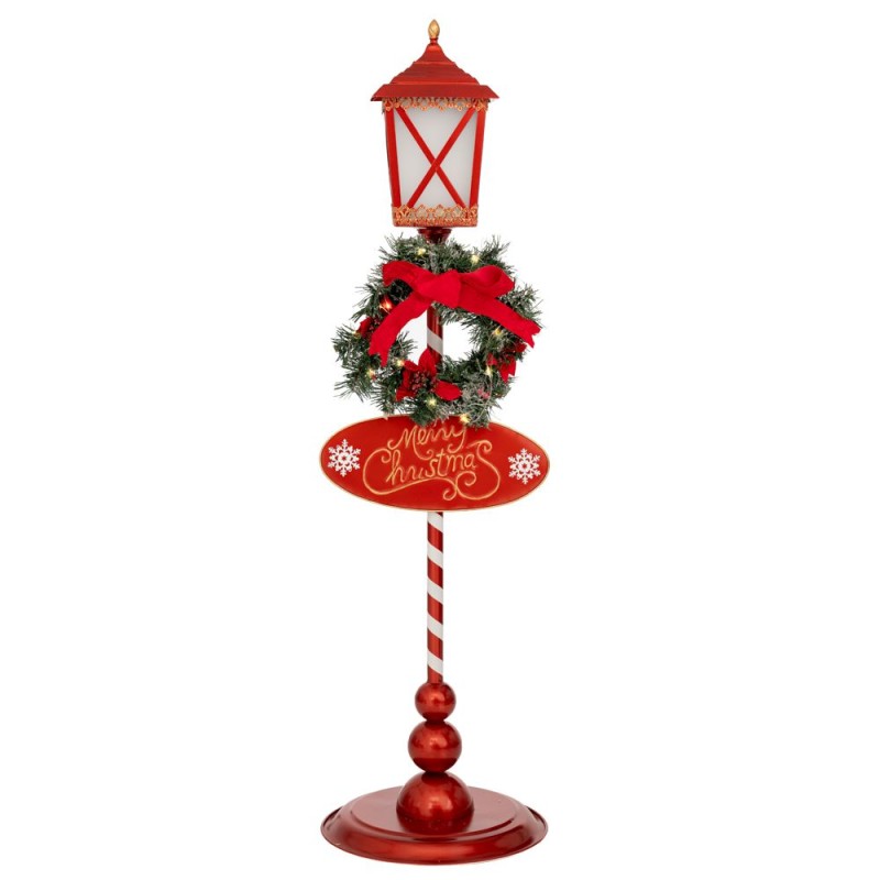 ΚΟΚΚΙΝΟ ΜΕΤΑΛΛΙΚΟ ΦΑΝΑΡΙ MERRY CHRISTMAS 35X35X120EK