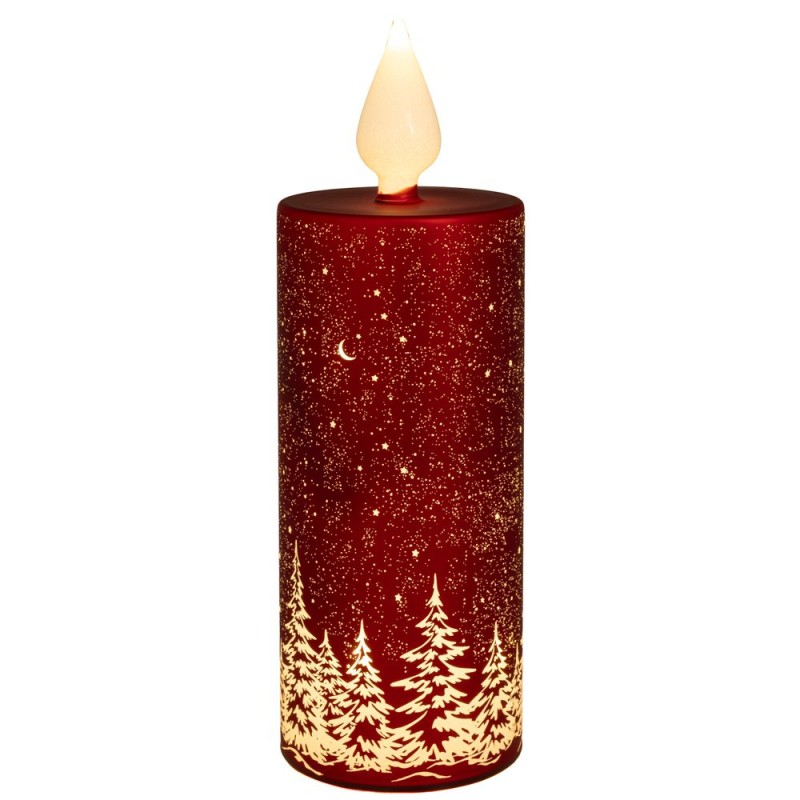 ΚΟΚΚΙΝΟ LED ΓΥΑΛΙΝΟ ΚΕΡΙ ΜΕ ΧΡΥΣΗ ΦΛΟΓΑ ΚΑΙ ΧΡΥΣΟ ΣΚΗΝΙΚΟ Φ9Χ27ΕΚ