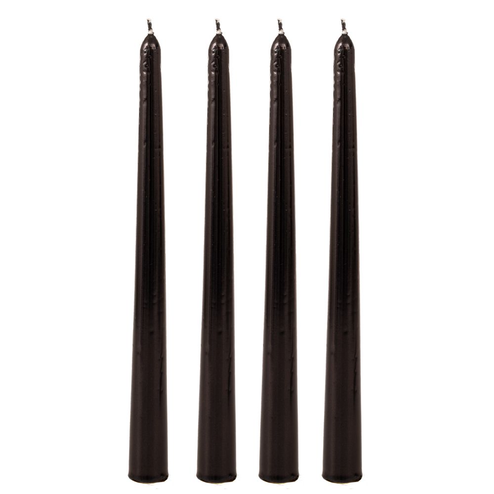 Σετ 4 Μεταλλιζέ Βενετσιάνικα Κεριά 25cm Μαύρα – Κομψή Διακόσμηση & Πολυτελής Ατμόσφαιρα