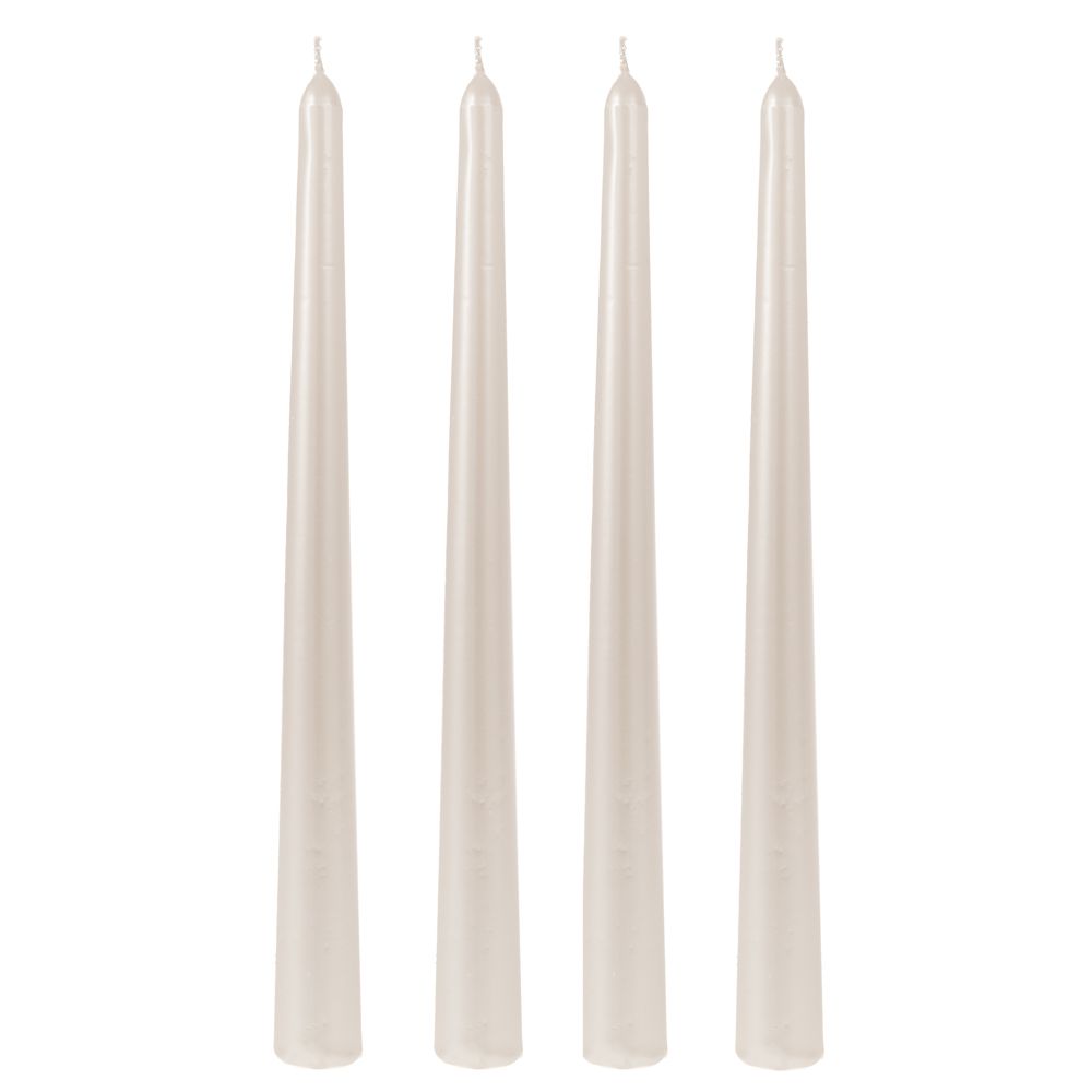 Σετ 4 Μεταλλιζέ Βενετσιάνικα Κεριά 25cm Λευκά – Κομψή Διακόσμηση & Πολυτελής Ατμόσφαιρα