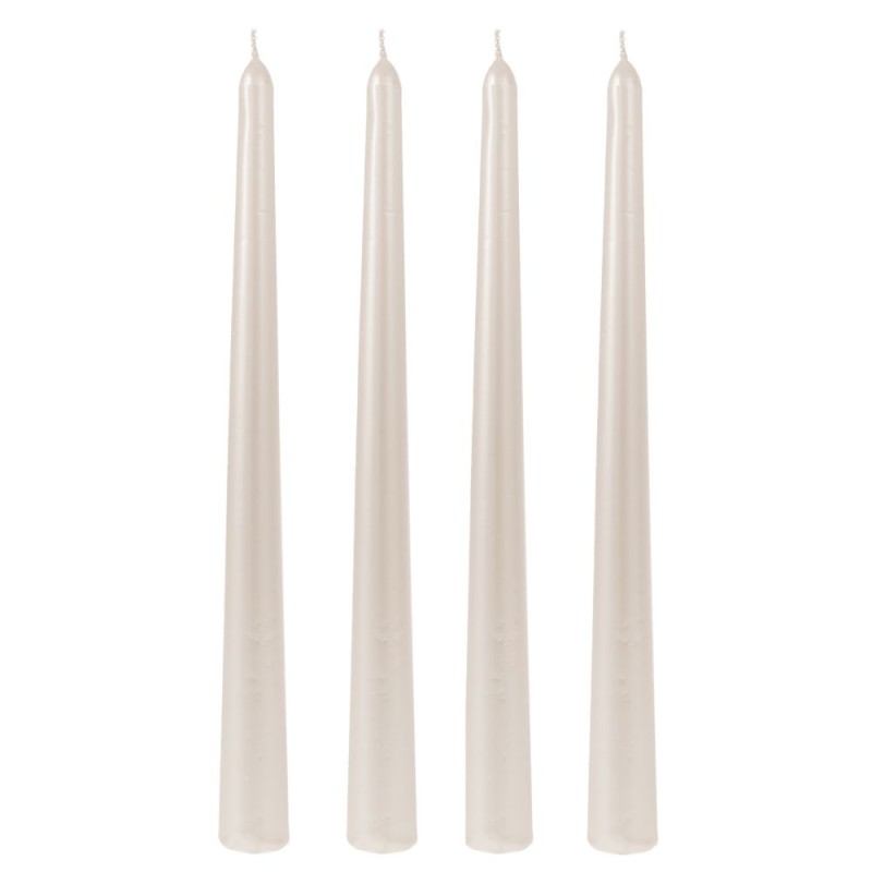 Σετ 4 Μεταλλιζέ Βενετσιάνικα Κεριά 25cm Λευκά – Κομψή Διακόσμηση & Πολυτελής Ατμόσφαιρα