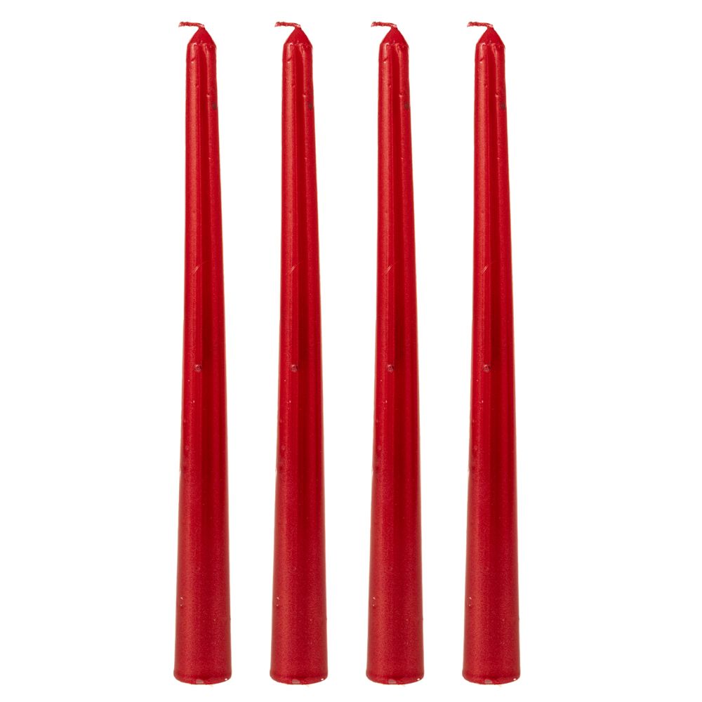 Σετ 4 Μεταλλιζέ Βενετσιάνικα Κεριά 25cm Κόκκινα – Κομψή Διακόσμηση & Πολυτελής Ατμόσφαιρα