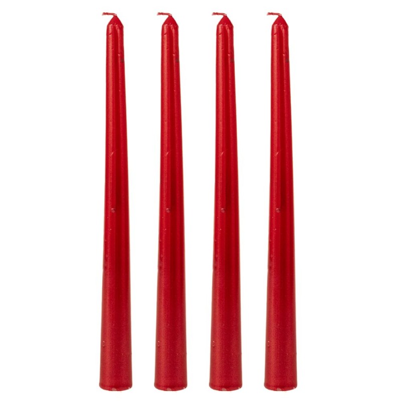 Σετ 4 Μεταλλιζέ Βενετσιάνικα Κεριά 25cm Κόκκινα – Κομψή Διακόσμηση & Πολυτελής Ατμόσφαιρα