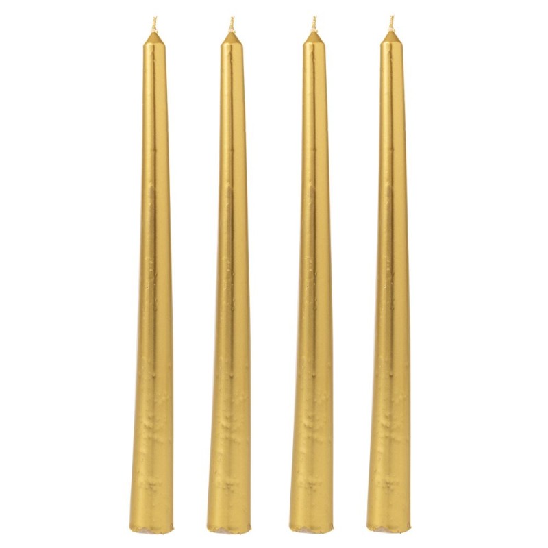 Σετ 4 Μεταλλιζέ Βενετσιάνικα Κεριά 25cm Χρυσά – Κομψή Διακόσμηση & Πολυτελής Ατμόσφαιρα