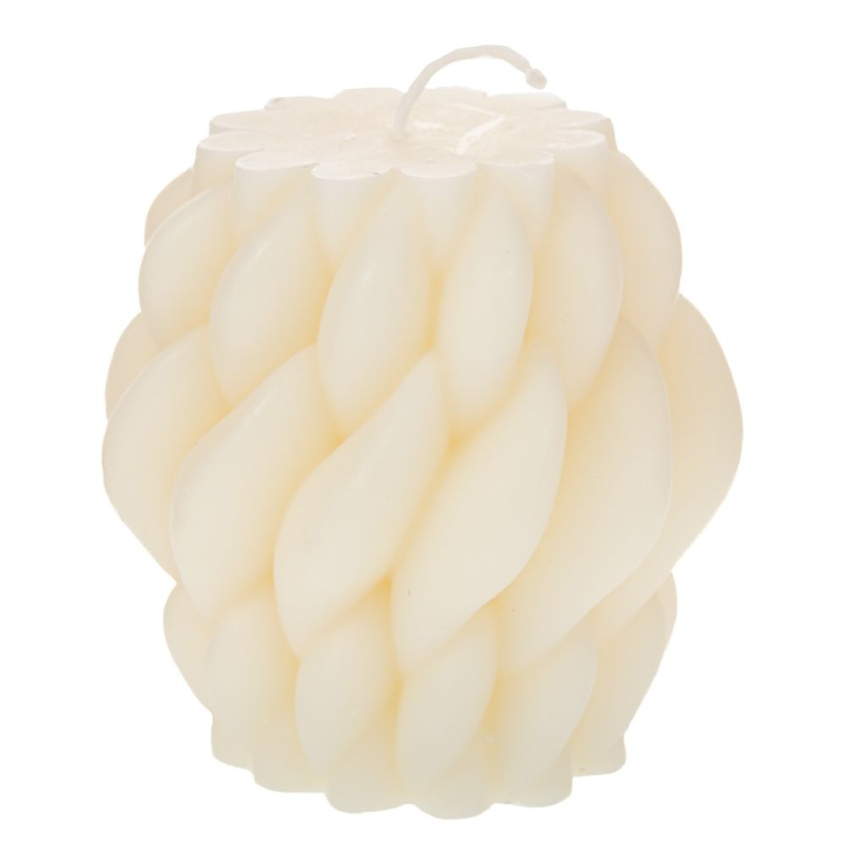 Χειροποίητο Κερί Πλεξούδα Κρεμ (11x10) – Διακοσμητικό Κερί Πολυτελείας με Μοντέρνο Σχεδιασμό