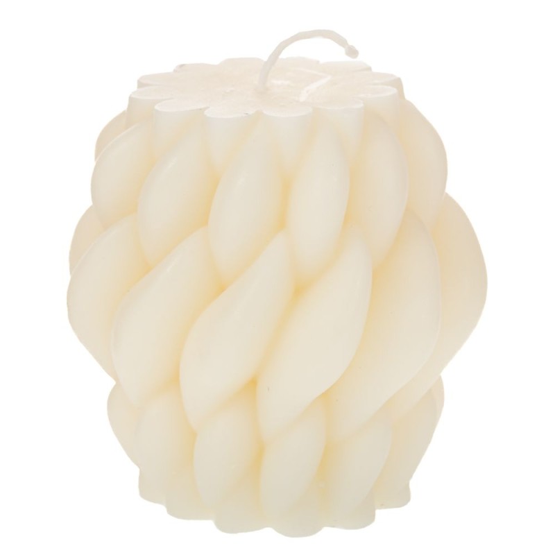 Χειροποίητο Κερί Πλεξούδα Κρεμ (11x10) – Διακοσμητικό Κερί Πολυτελείας με Μοντέρνο Σχεδιασμό