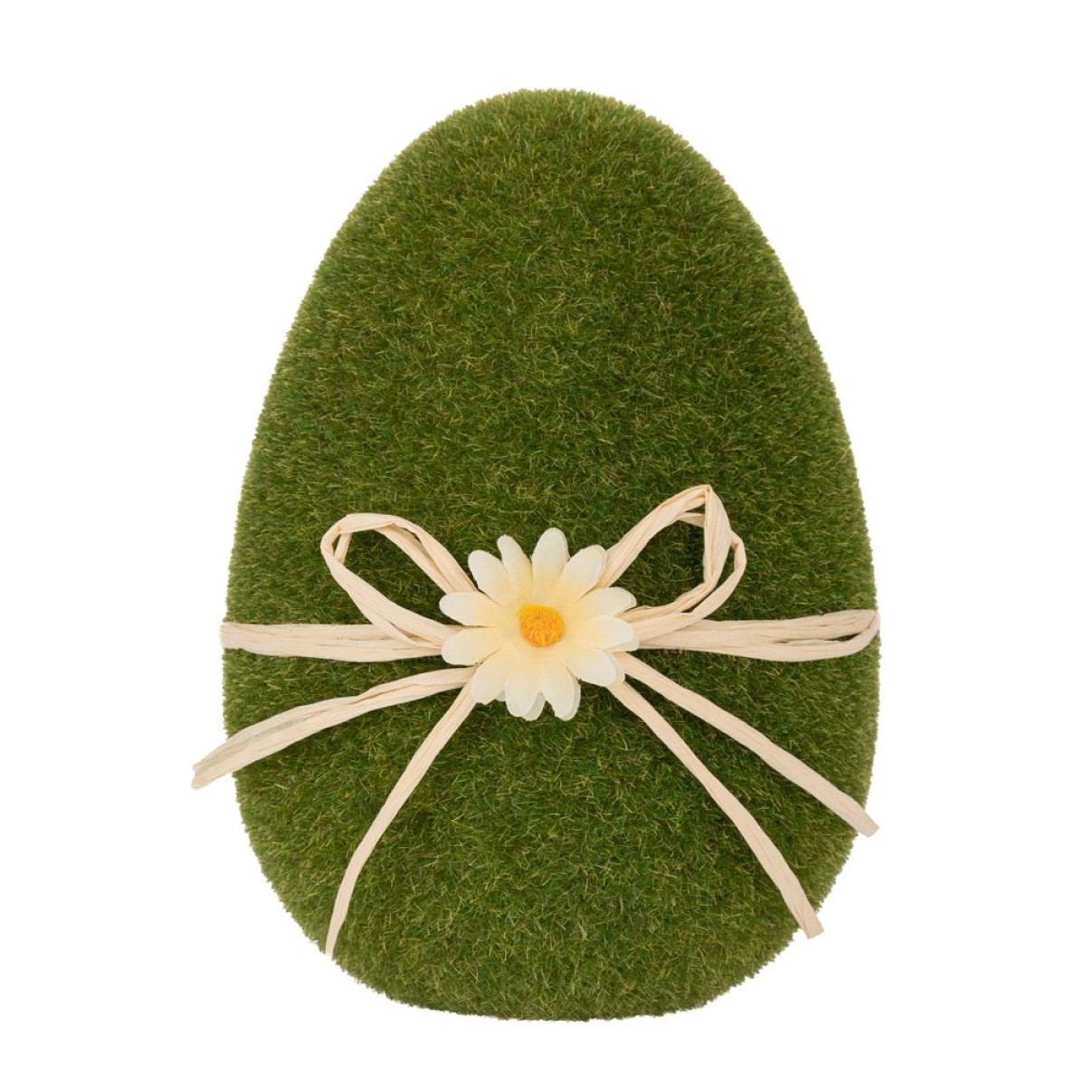 Πράσινο Χνουδωτό Αυγό με Λευκό Φιόγκο και Λουλούδι 15cm