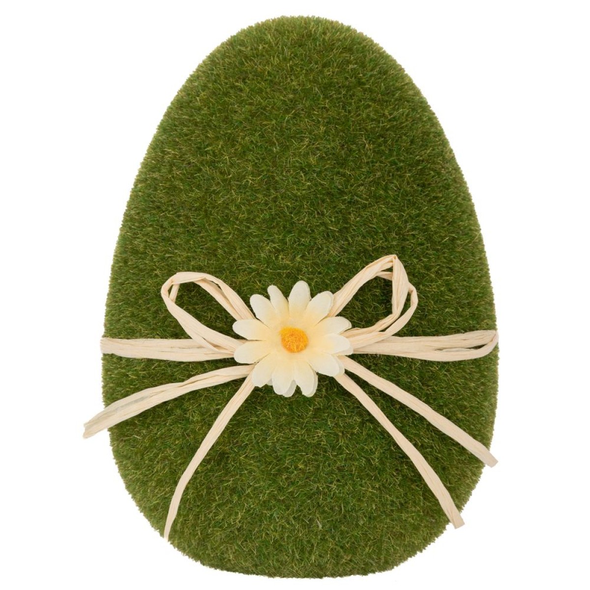 Πράσινο Χνουδωτό Αυγό με Λευκό Φιόγκο και Λουλούδι 20cm