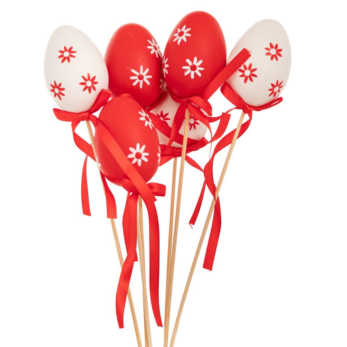 Σετ 6 Πλαστικά Αυγά σε Ξυλάκι 4x28cm