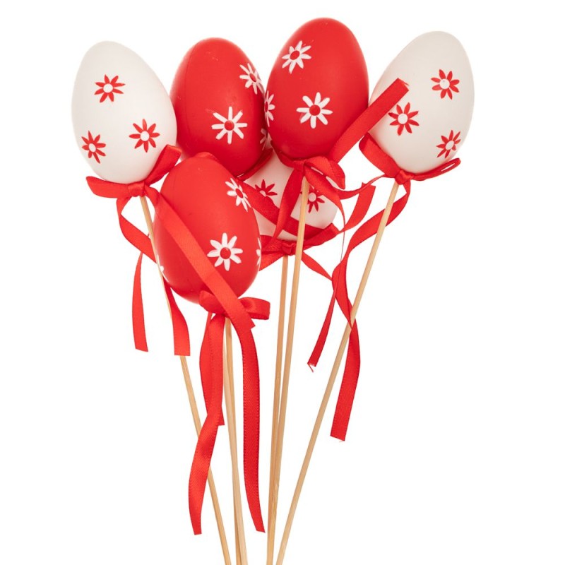 Σετ 6 Πλαστικά Αυγά σε Ξυλάκι 4x28cm