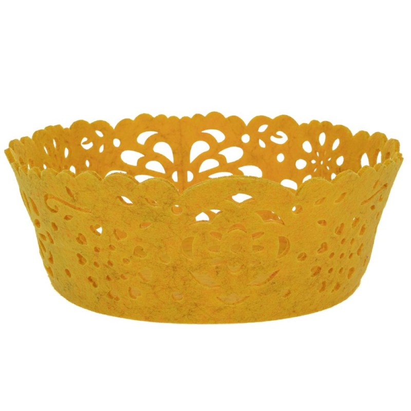 Κίτρινο Τσόχινο Καλαθάκι 20x20x8cm