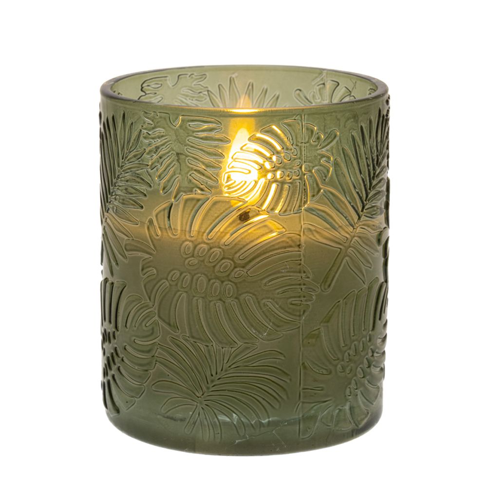 Πράσινο LED Κερί (8.5x10) – Ρεαλιστικό Κερί με Φωτισμό & LED Εφέ Φλόγας για Ζεστή Ατμόσφαιρα