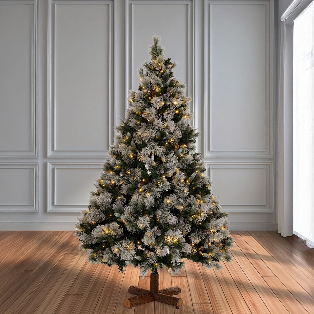 Χριστουγεννιάτικο Δέντρο PRE-LIT SNOWY MONTCLAIR SPRUCE 210εκ με 500 LED Θερμά Λευκά & Πολύχρωμα Λαμπάκια 90526