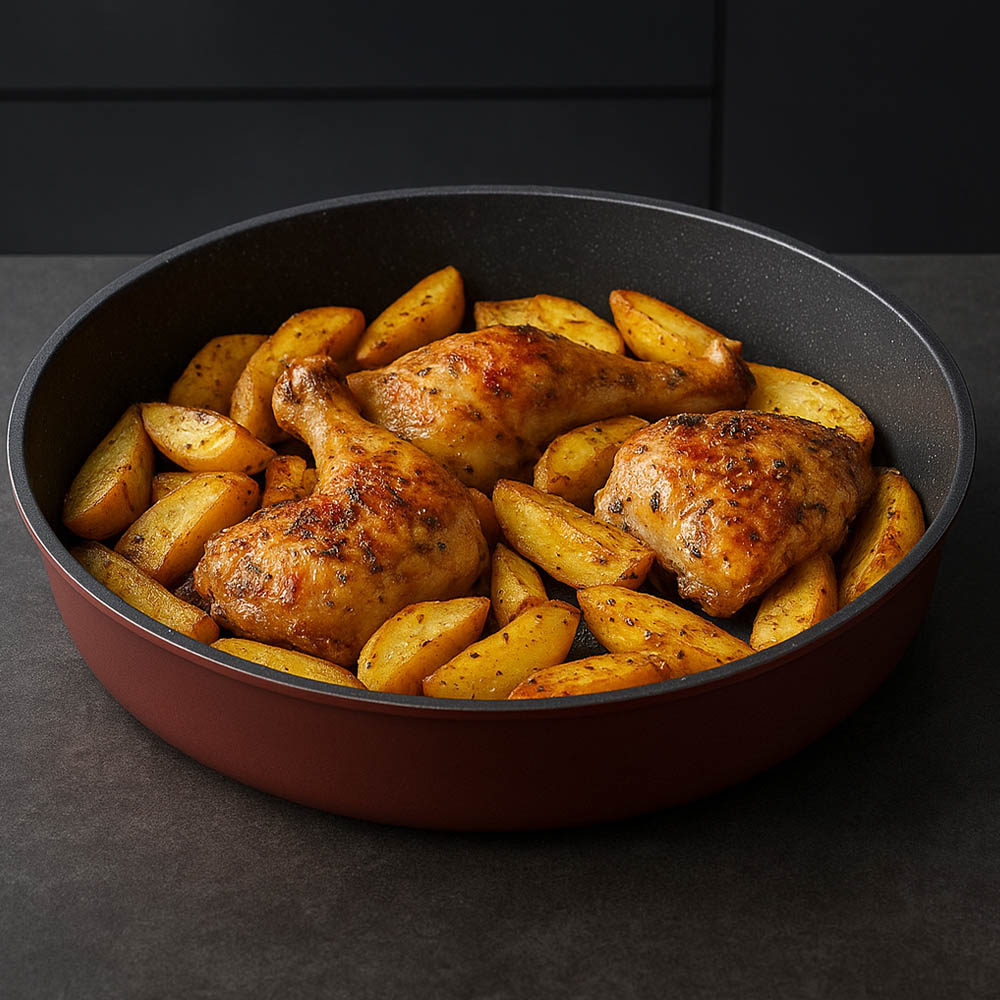 Max Home Premium Αντικολλητικό Ταψί Αλουμινίου 40cm – Στρογγυλό με Επίστρωση Πέτρας για Ομοιόμορφο Ψήσιμο