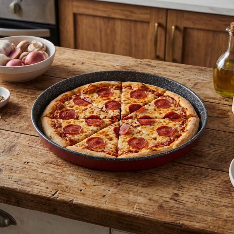 Max Home Premium Αντικολλητικό Ταψί Πίτσας 28cm – Στρογγυλό Αλουμινίου με Επίστρωση Πέτρας
