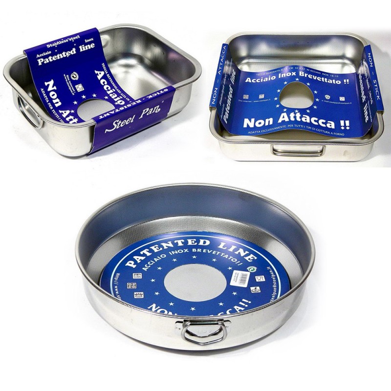 Steel Pan Patented Premium Σετ 3 Ταψιά – Ιταλικά Ανοξείδωτα 18/10 με Αντικολλητική Τεχνολογία χωρίς Χημικά
