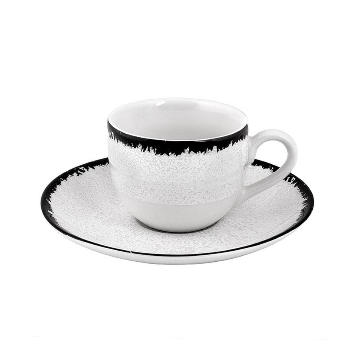 Φλυτζάνια Καφέ 90ml & Πιατάκια (σετ 6 τμχ) Πορσελάνινα λευκό & γκρι χρώμα Oriana Ferelli Moon Shade PR182746310