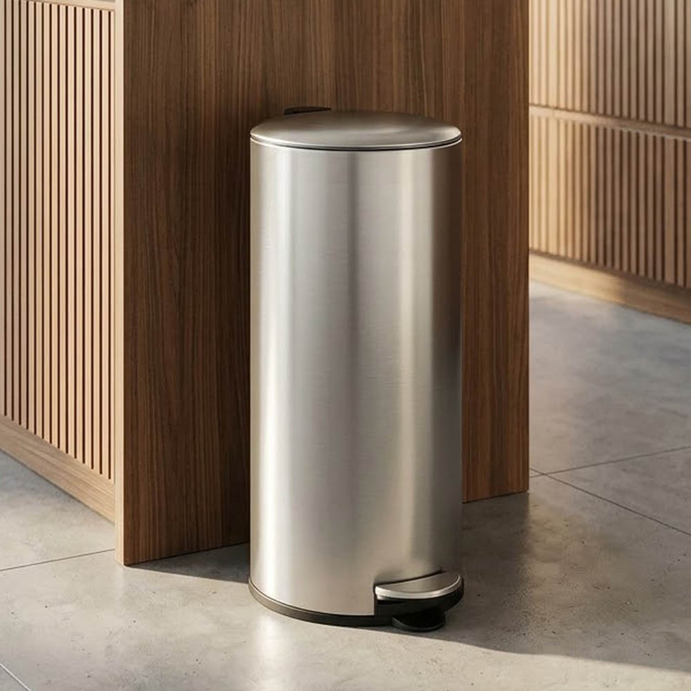 Estia Classic Inox Ανοξείδωτος Κάδος Απορριμμάτων Κουζίνας 30lt με Μηχανισμό Soft Close & Αποσπώμενο Κάδο
