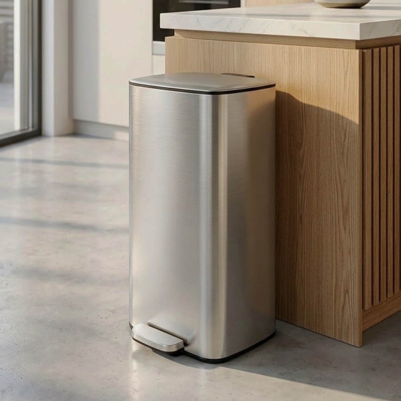 Square Inox Κάδος Απορριμμάτων 30Lt Ανοξείδωτος Soft Close
