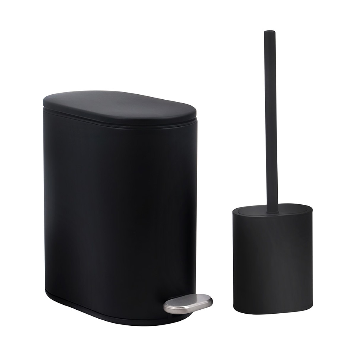 Sidirela Oval Black Σετ Πεντάλ 5Lt + Πιγκάλ Σιλικόνης Μεταλλικό με Soft Close