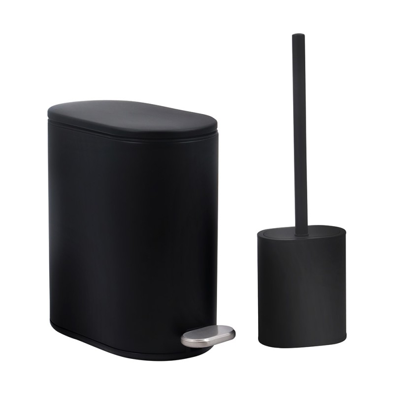 Sidirela Oval Black Σετ Πεντάλ 5Lt + Πιγκάλ Σιλικόνης Μεταλλικό με Soft Close