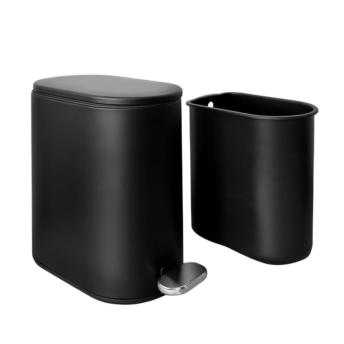 Sidirela Oval Black Σετ Πεντάλ 5Lt + Πιγκάλ Σιλικόνης Μεταλλικό με Soft Close