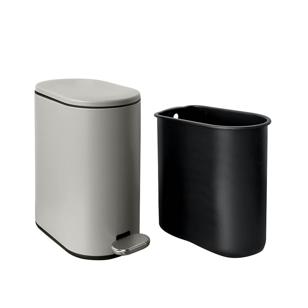 Sidirela Oval Taupe Σετ Πεντάλ 5Lt + Πιγκάλ Σιλικόνης Μεταλλικό με Soft Close