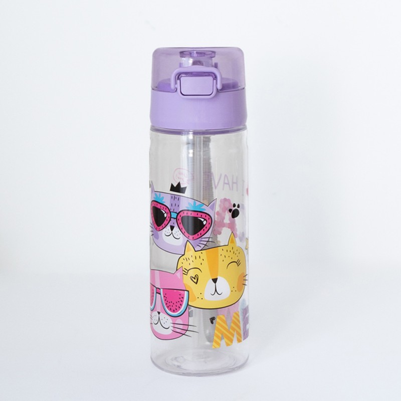 Παιδικό Παγούρι 500ml με Καλαμάκι Sidirela Meow E-0112-1
