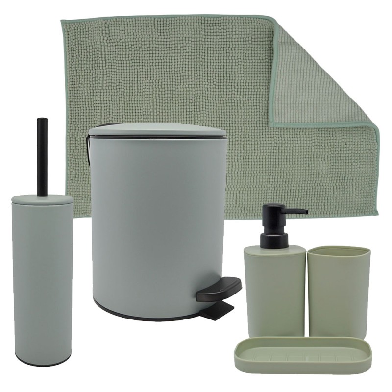 Ankor Mint Σετ Μπάνιου 6τμχ – Πεντάλ Soft Close, Πιγκάλ, Πατάκι, Dispenser, Ποτήρι Μπάνιου & Σαπουνοθήκη