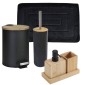 Bamboo Black Σετ Μπάνιου 6τμχ – Πεντάλ Soft Close, Πιγκάλ, Πατάκι, Dispenser, Ποτήρι Μπάνιου & Σαπουνοθήκη