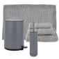 Dutch Lifestyle Grey Σετ Μπάνιου 6τμχ – Πεντάλ Soft Close, Πιγκάλ, Πατάκι Σιλικόνης & Βαμβακερές Πετσέτες