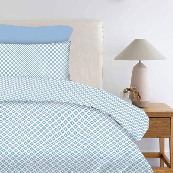 Living Premium Σετ 2 Σεντόνια Μονά (175x260) με 1 Μαξιλαροθήκη 100% Βαμβάκι - Ariel Blue