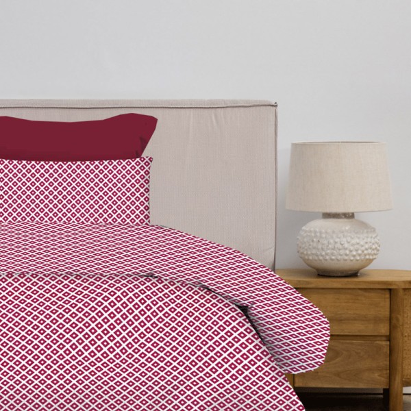 Living Premium Σετ 2 Σεντόνια Μονά (175x260) με 1 Μαξιλαροθήκη 100% Βαμβάκι - Ariel Red Wine