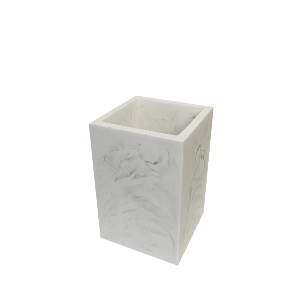 Ποτήρι Οδοντόβουρτσας (6.5x6.5x10) Ρητίνης με εφέ μαρμάρου σε λευκό χρώμα Marva Marble 478173