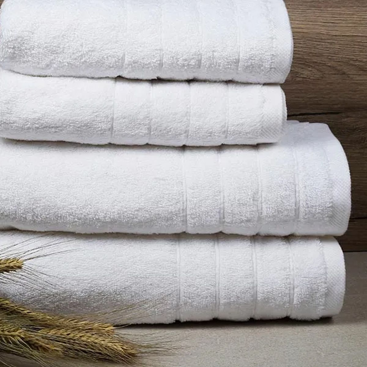 Πετσέτα Προσώπου Ξενοδοχείου 450gsm (50x90) 100% Βαμβάκι Πεννιέ Λευκή Ρίγα – THALASSA