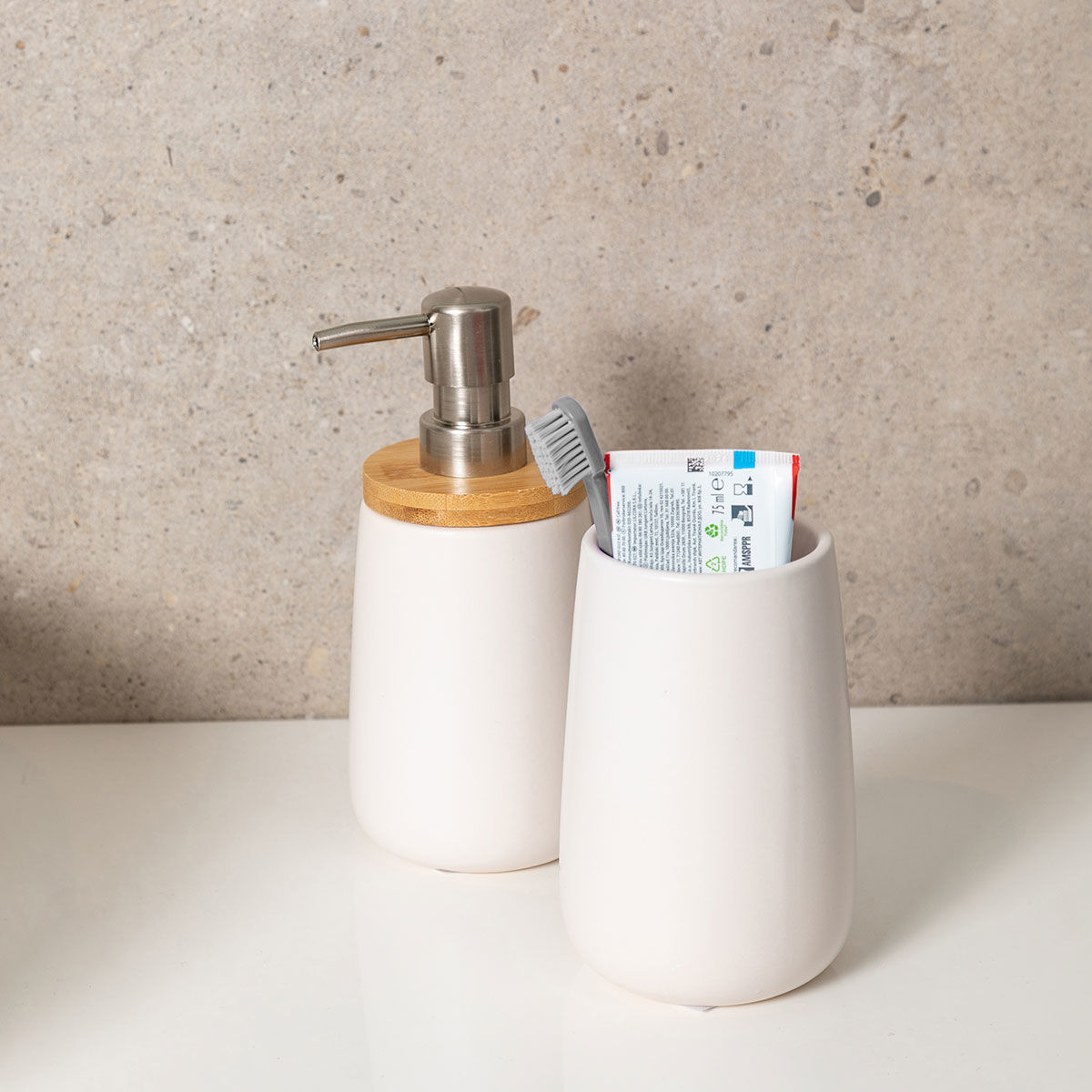 Estia Bamboo Essentials White Ποτηράκι Μπάνιου Πορσελάνης 02-4576