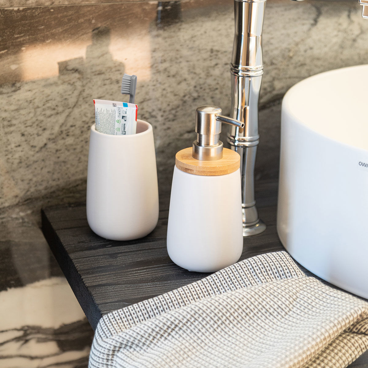 Estia Bamboo Essentials White Ποτηράκι Μπάνιου Πορσελάνης 02-4576