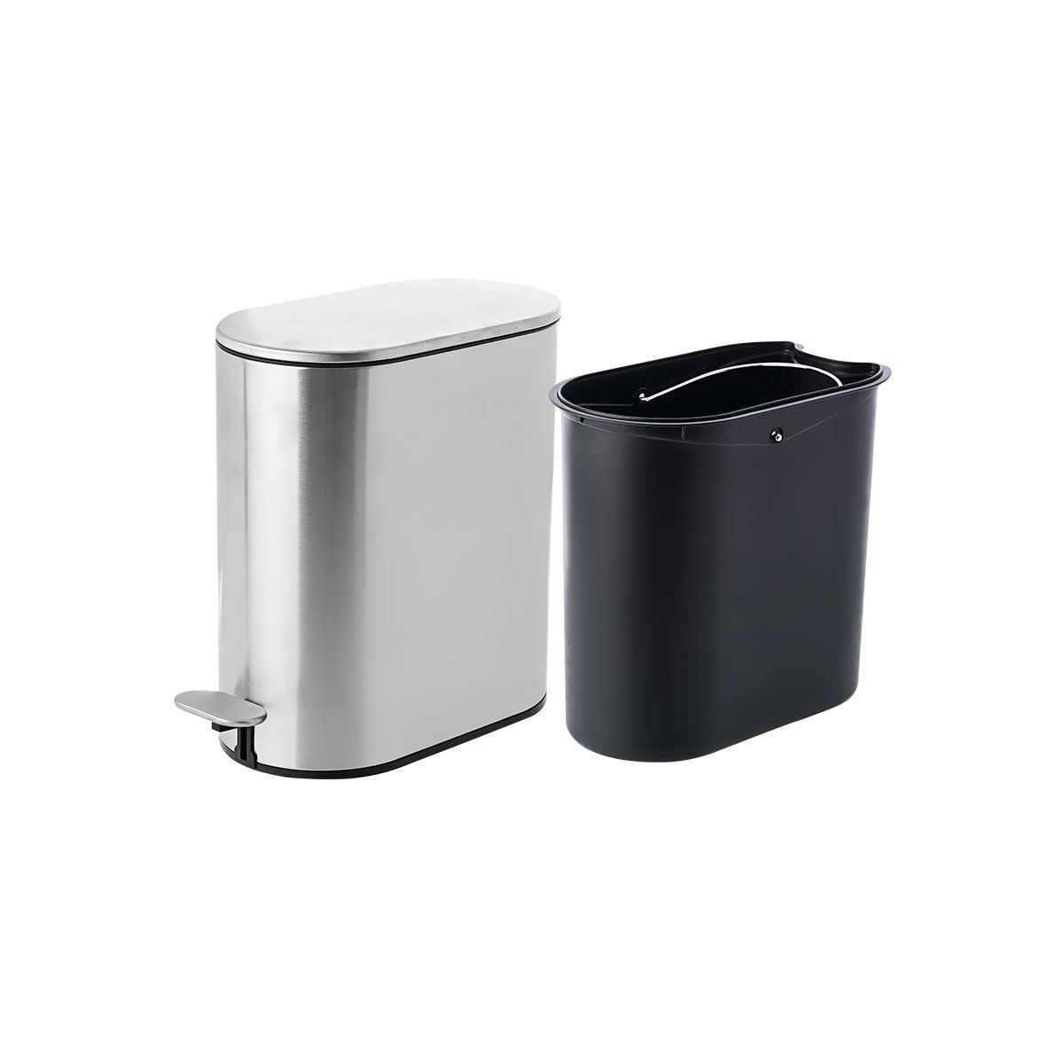Κάδος Μπάνιου Slim Oval 5lt Ανοξείδωτο Ατσάλι με μηχανισμό soft close ματ inox χρώμα Estia 02-5542