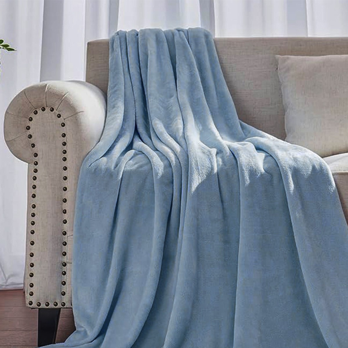 Κουβέρτα Flannel Super Soft Μονή 150x220cm σιέλ χρώμα TNS 39-950-2137-2