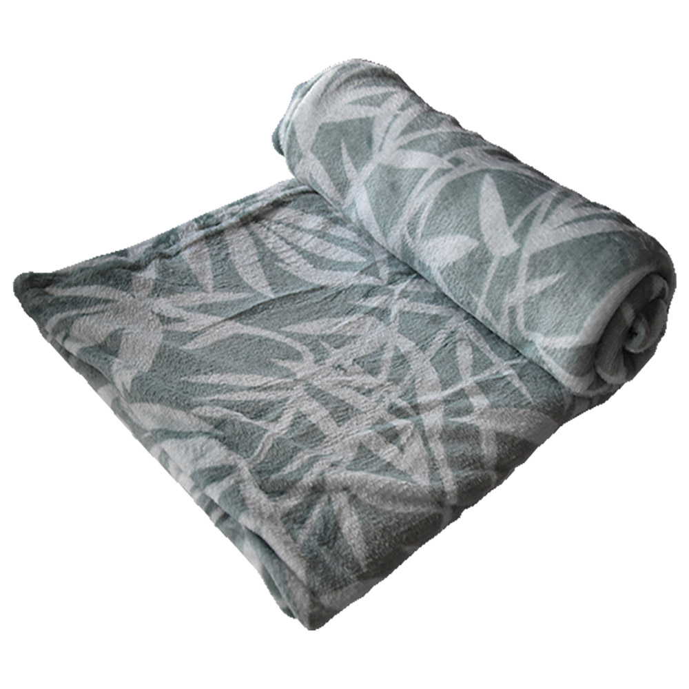 Κουβέρτα Flannel Super Soft Διπλή 200x220cm ανοιχτό πετρόλ χρώμα με σχέδιο φυτά TNS 39-950-2144-1