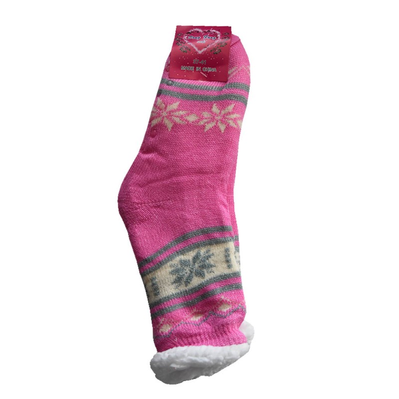 Γούνινες Κάλτσες 30cm με Επένδυση Προβατάκι Μεγέθους 37-41 φουξ χρώμα TNS 39-950-2172-14
