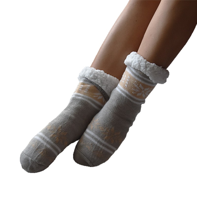 Γούνινες Κάλτσες 30cm με Επένδυση Προβατάκι Μεγέθους 37-41 γκρι χρώμα TNS 39-950-2172-2